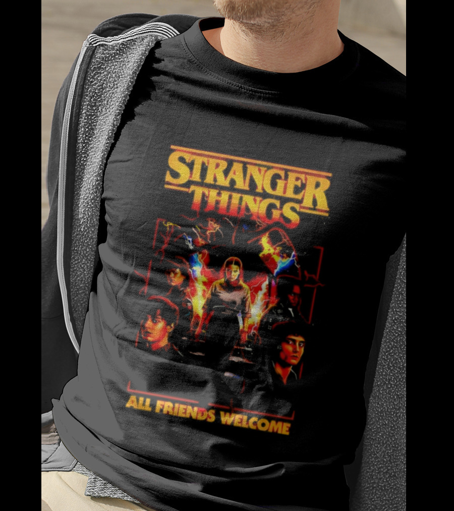 Stranger Things All Friends Welcome Eleven And Friends Retro Style T-Shirt