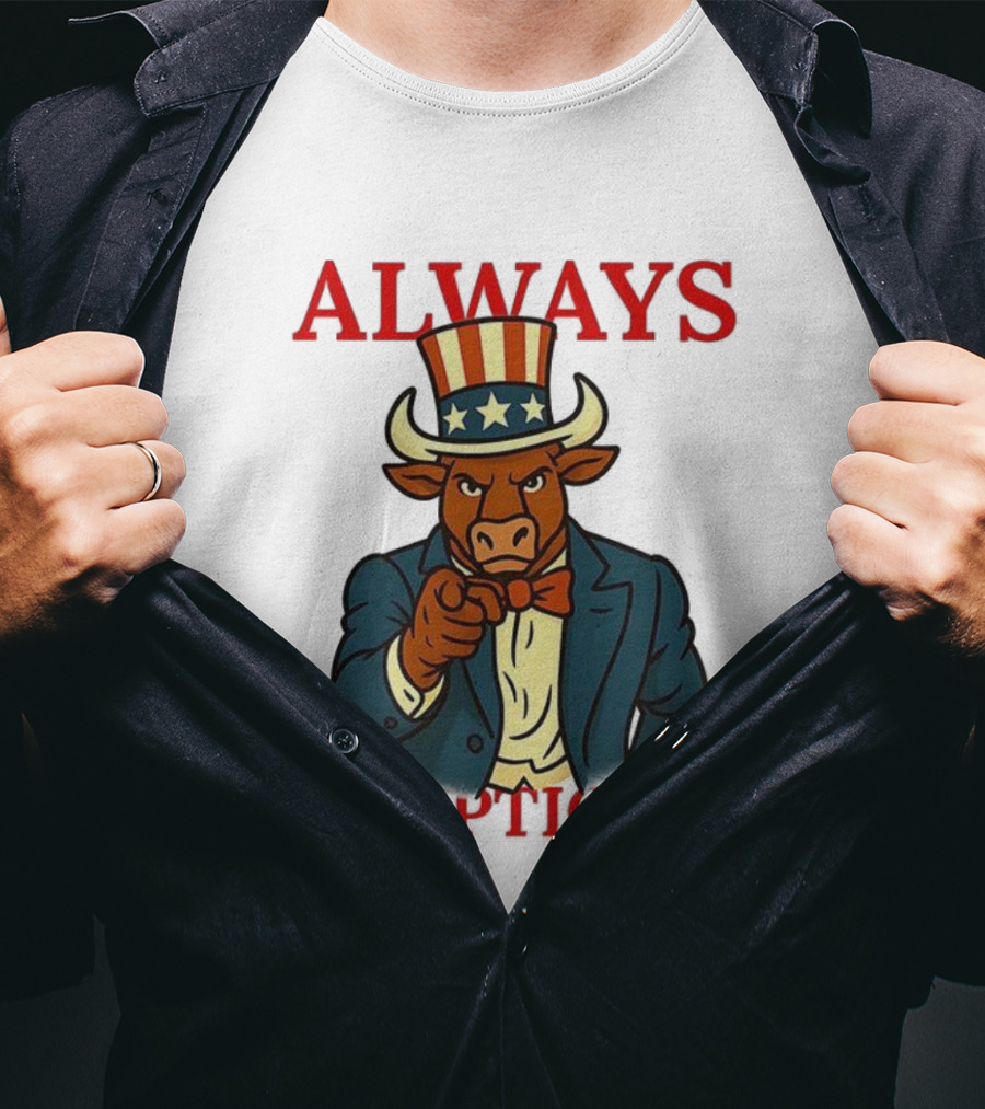 Always Exceptional Patriotic Bull Uncle Sam Style T-Shirt