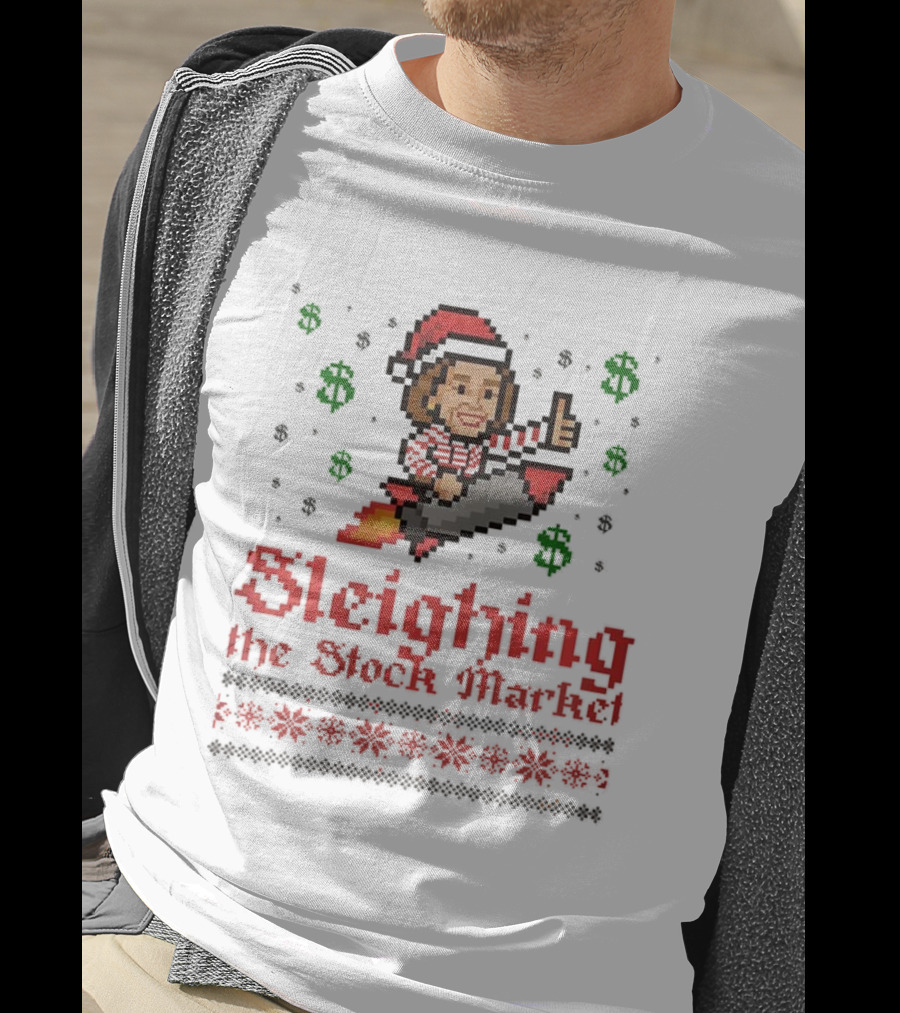 Sleighing The Stock Market Pixel Ugly Christmas End Of An Error T-Shirt