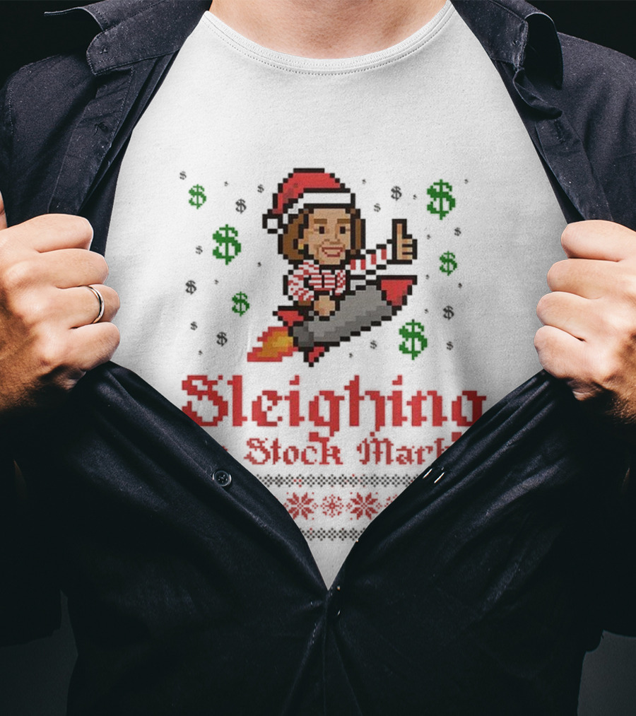 Sleighing The Stock Market Pixel Ugly Christmas End Of An Error T-Shirt