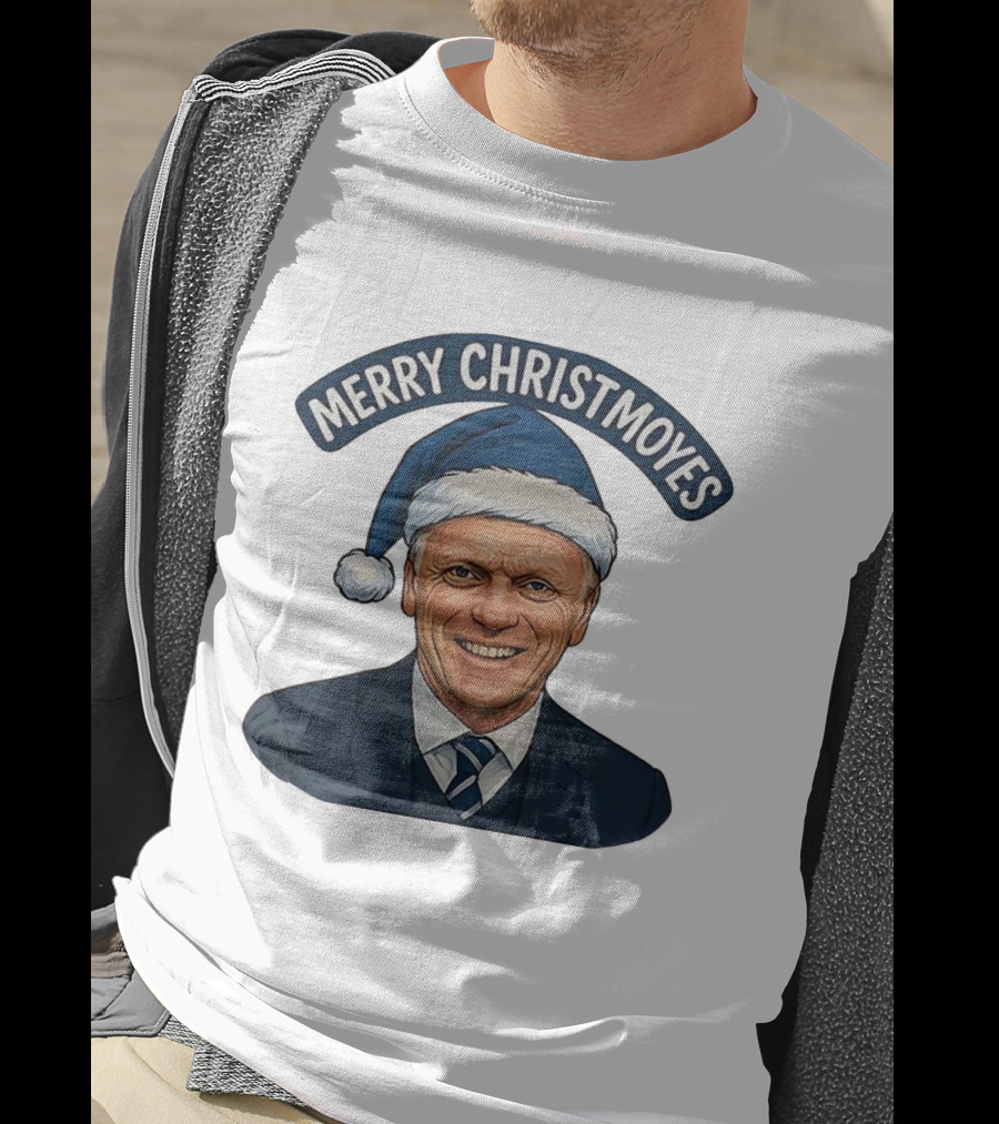 Merry Christmoyes Christmas Everton FC David Moyes Holiday Santa Hat T-Shirt