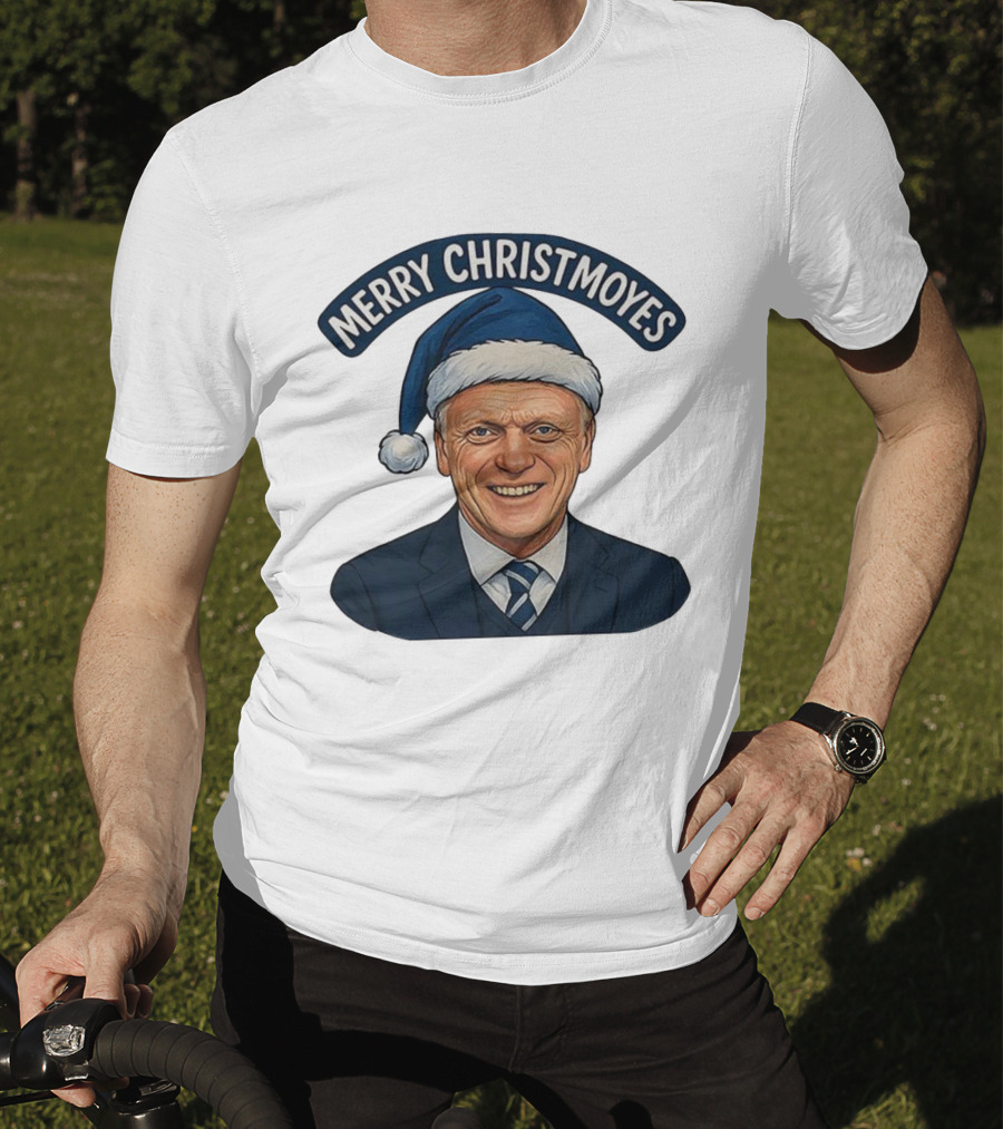 Merry Christmoyes Christmas Everton FC David Moyes Holiday Santa Hat T-Shirt