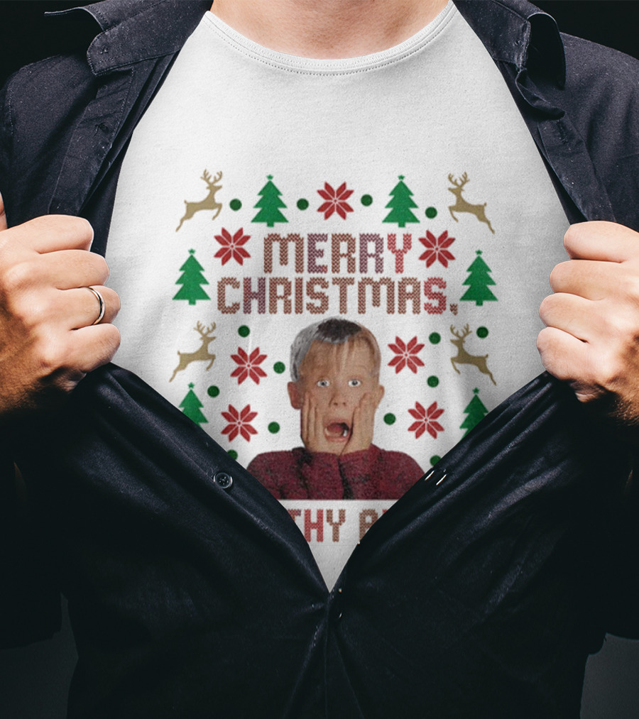 Merry Christmas Ya Filthy Animal Kevin Home Alone Reindeer Festive Holiday Sweater T-Shirt