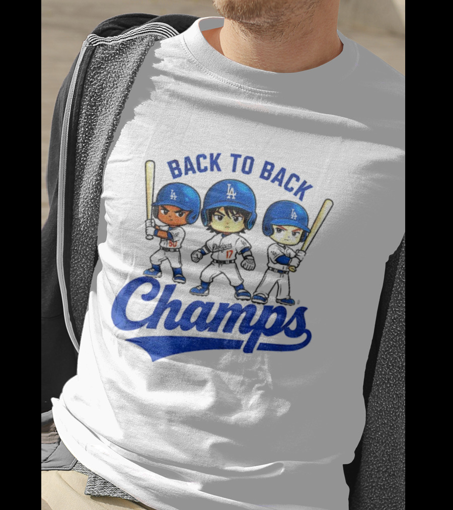 Los Angeles Dodgers Baseball Back To Back Champs Characters T-Shirt