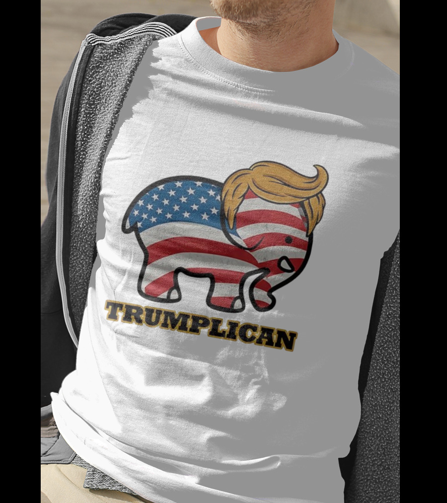 TRUMPLICAN American Flag Elephant With Hair Caricature T-Shirt