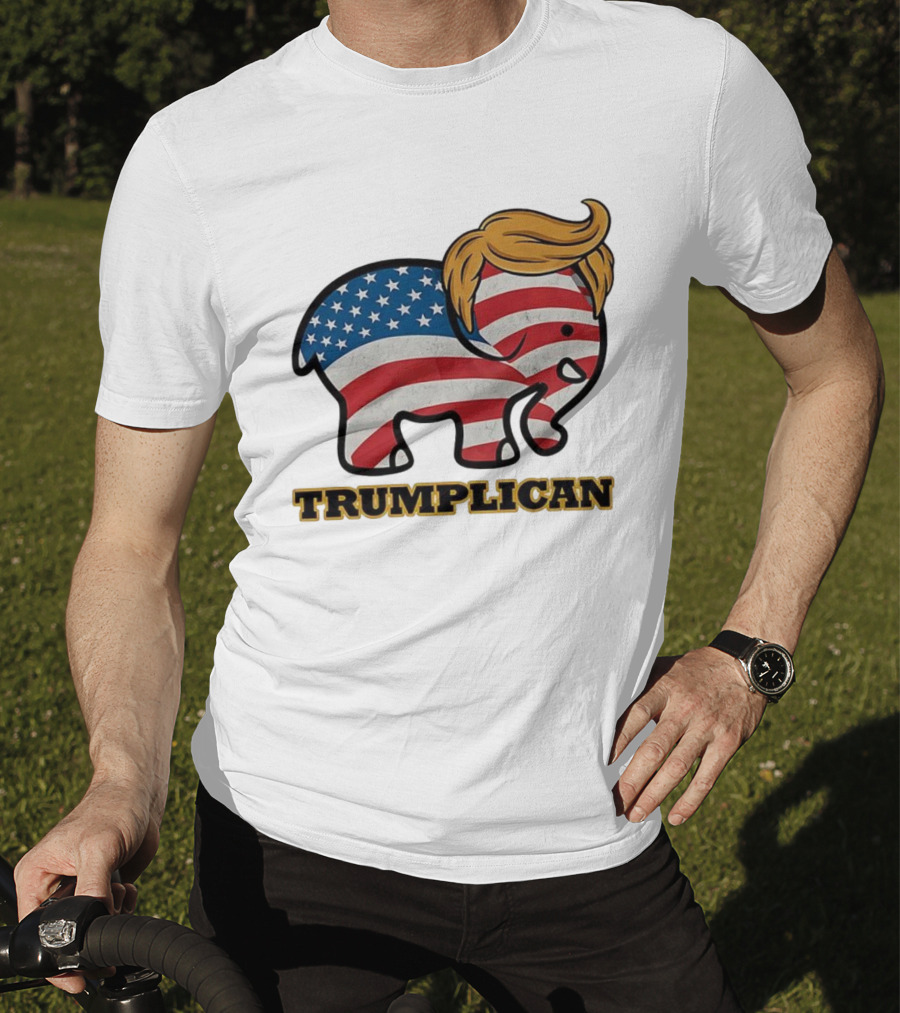 TRUMPLICAN American Flag Elephant With Hair Caricature T-Shirt