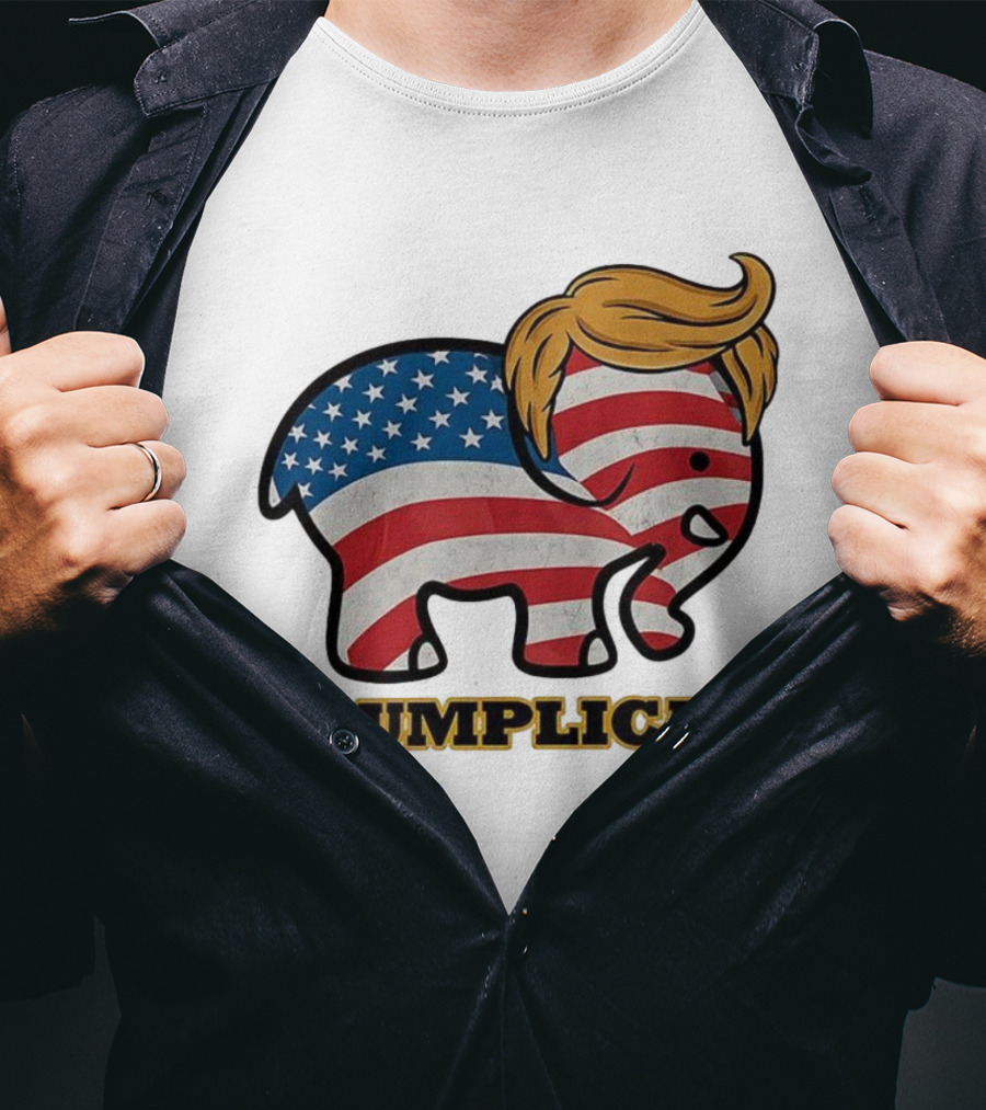 TRUMPLICAN American Flag Elephant With Hair Caricature T-Shirt
