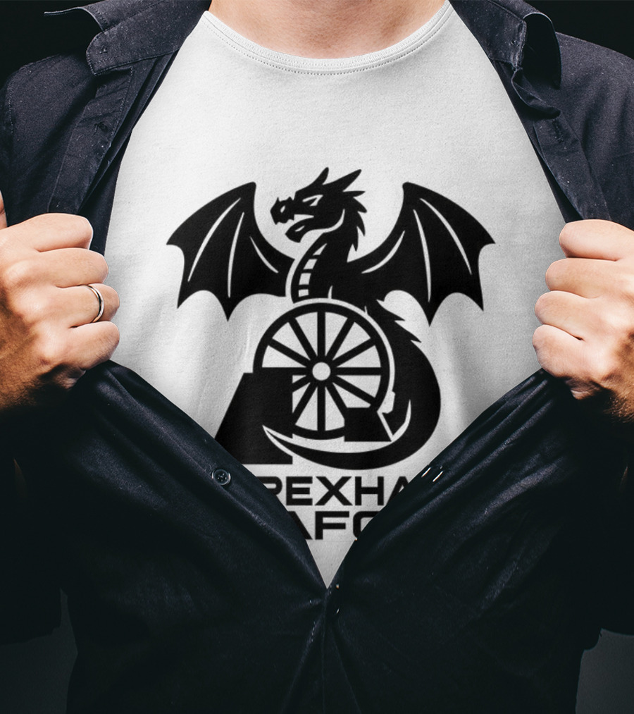 Wrexham AFC Dragon Emblem Wheel Design T-Shirt