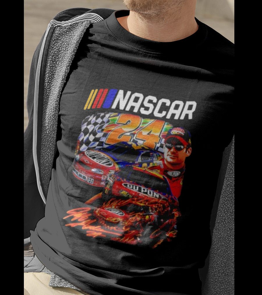Nascar Jeff Gordon DuPont Racing Number 24 Checkered Flag T-Shirt