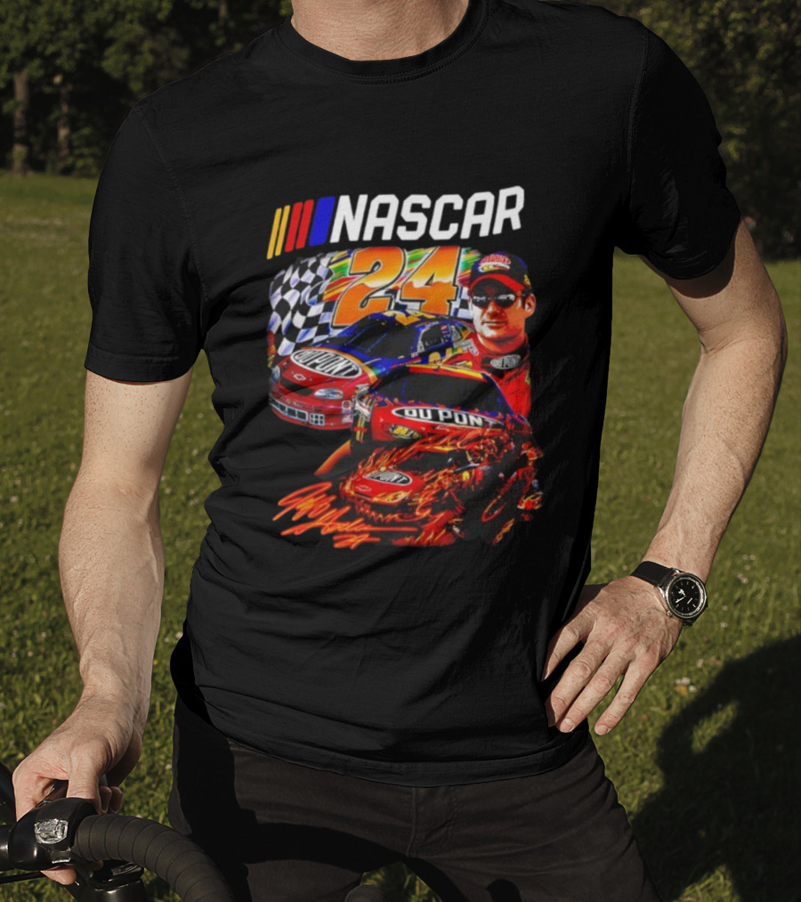 Nascar Jeff Gordon DuPont Racing Number 24 Checkered Flag T-Shirt