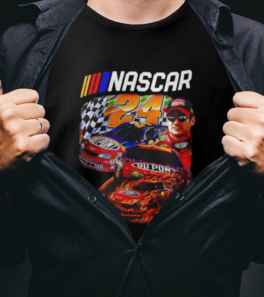 Nascar Jeff Gordon DuPont Racing Number 24 Checkered Flag T-Shirt