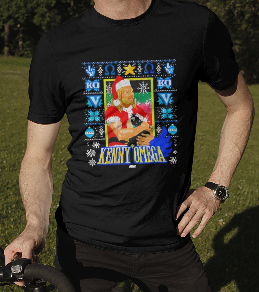 Kenny Omega Purrfect Holiday Ugly Christmas Santa Kitty KO V T-Shirt