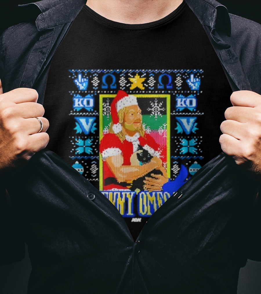 Kenny Omega Purrfect Holiday Ugly Christmas Santa Kitty KO V T-Shirt