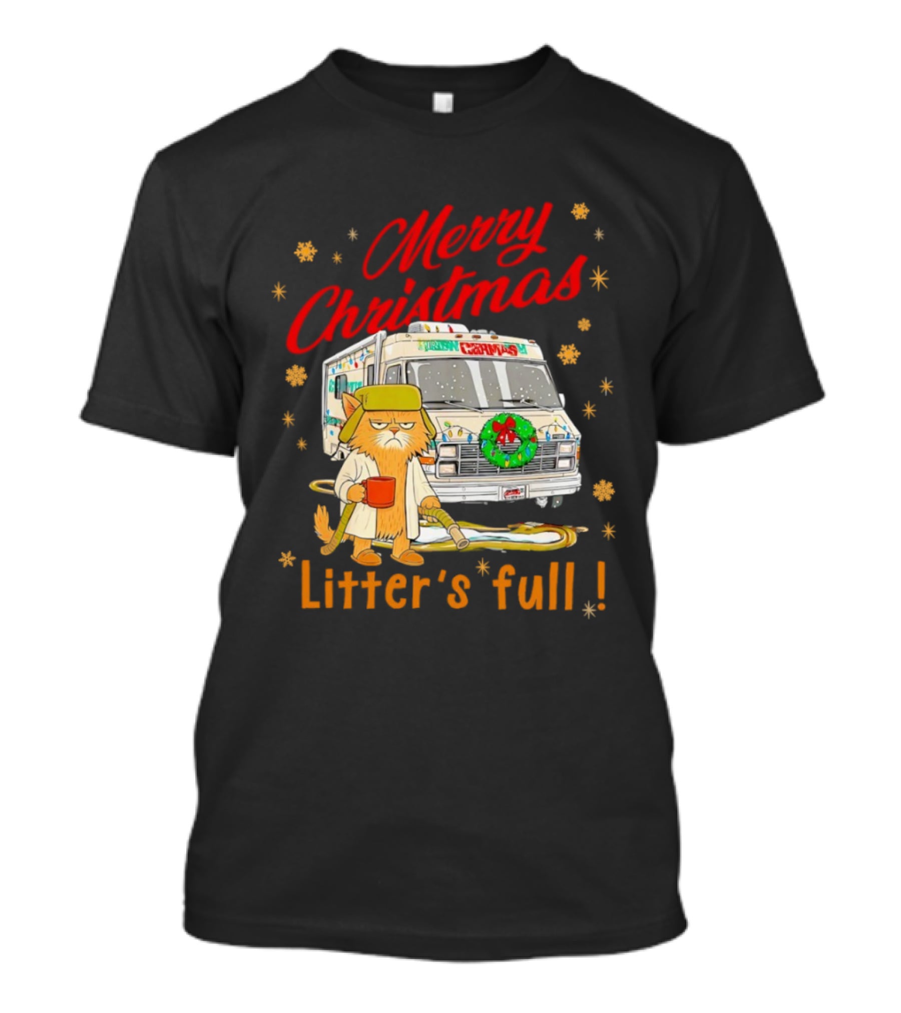 Merry Christmas Litter’s Full Funny Cat RV Holiday Humor T-Shirt
