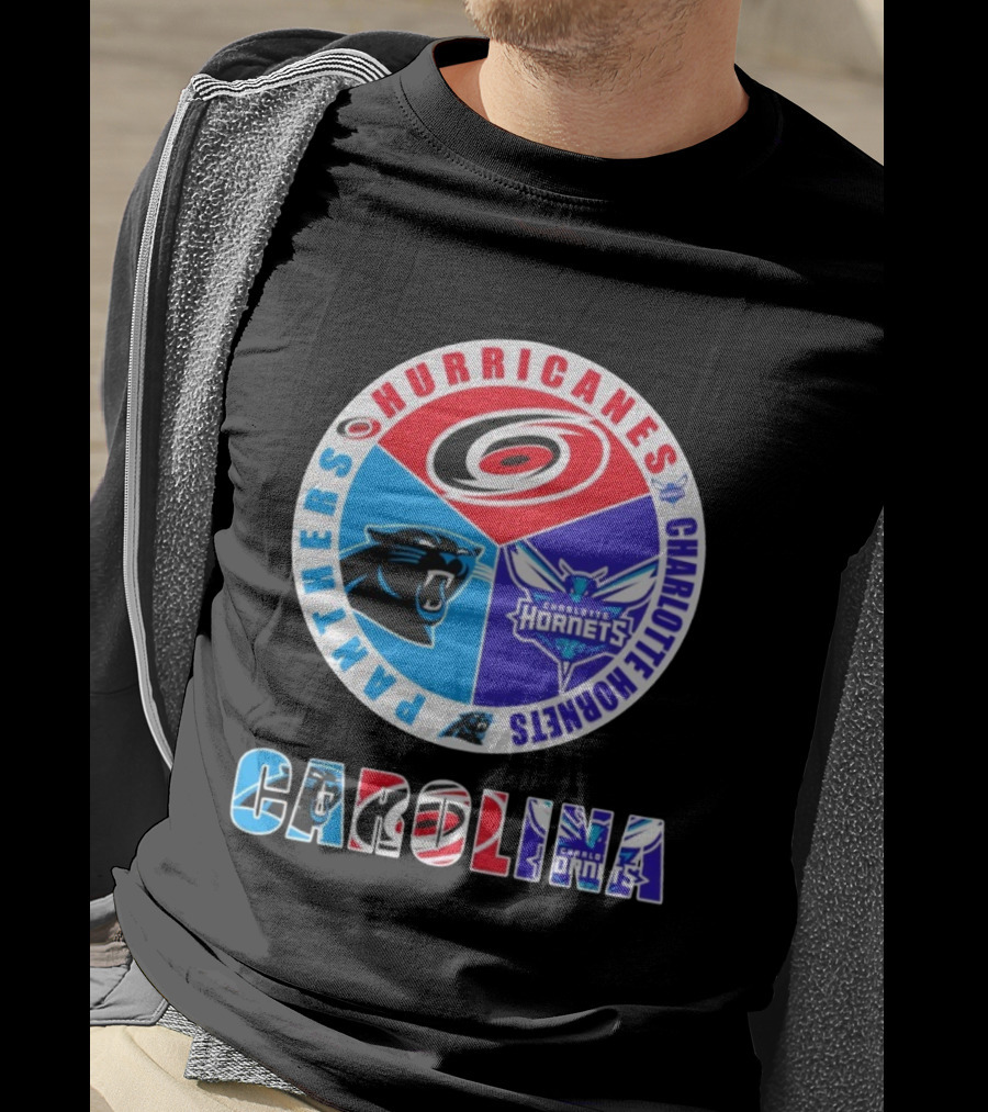 Carolina Hurricanes Panthers Charlotte Hornets Sports Collaboration T-Shirt