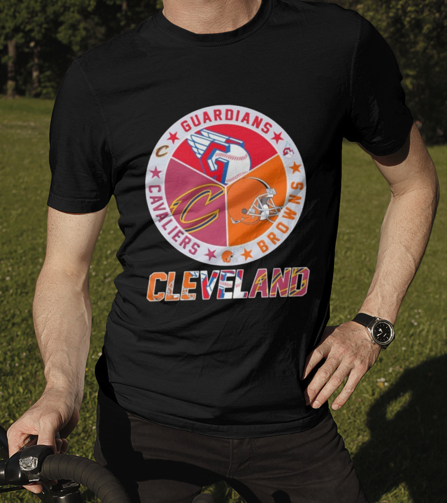 Cleveland Guardians Cavaliers Browns Sports Logos Circle T-Shirt