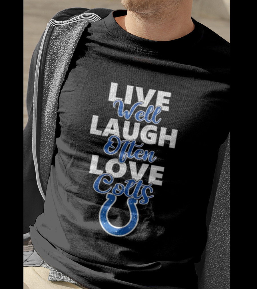 Indianapolis Colts Live Well Laugh Often Love Blue Horseshoe T-Shirt
