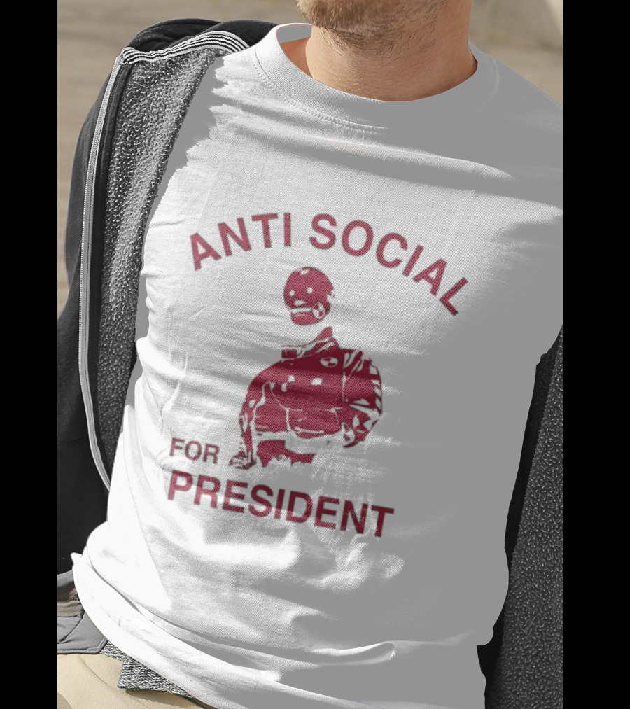 ANTI SOCIAL FOR PRESIDENT Skeleton Design T-Shirt