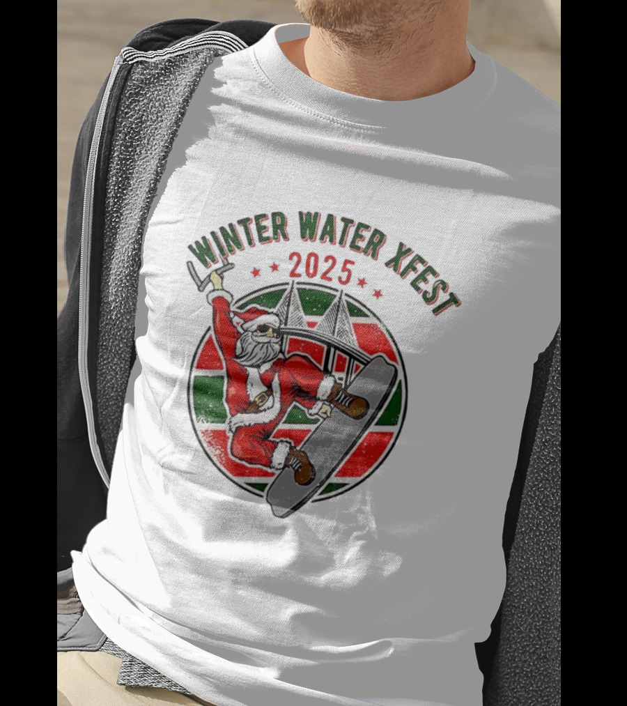 Winter Water Xfest Santa Snowboarding 2025 T-Shirt