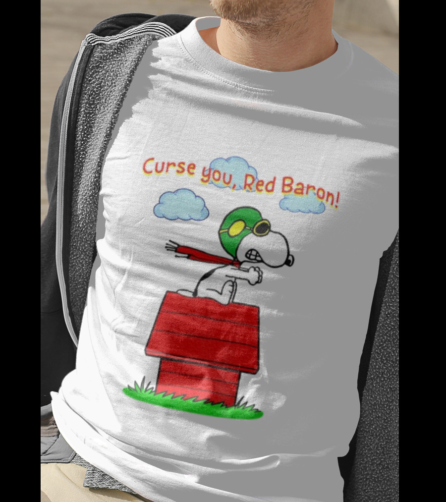 Snoopy Peanuts Flying Ace Curse You Red Baron Iconic Scene T-Shirt