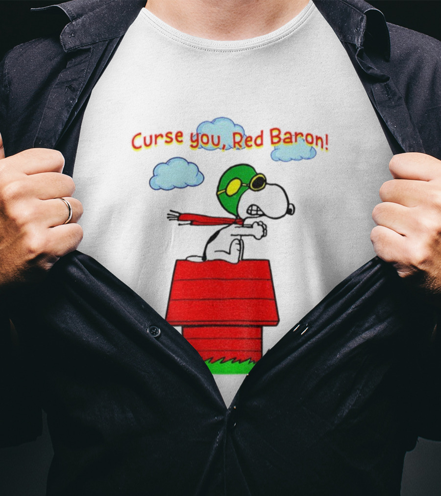 Snoopy Peanuts Flying Ace Curse You Red Baron Iconic Scene T-Shirt