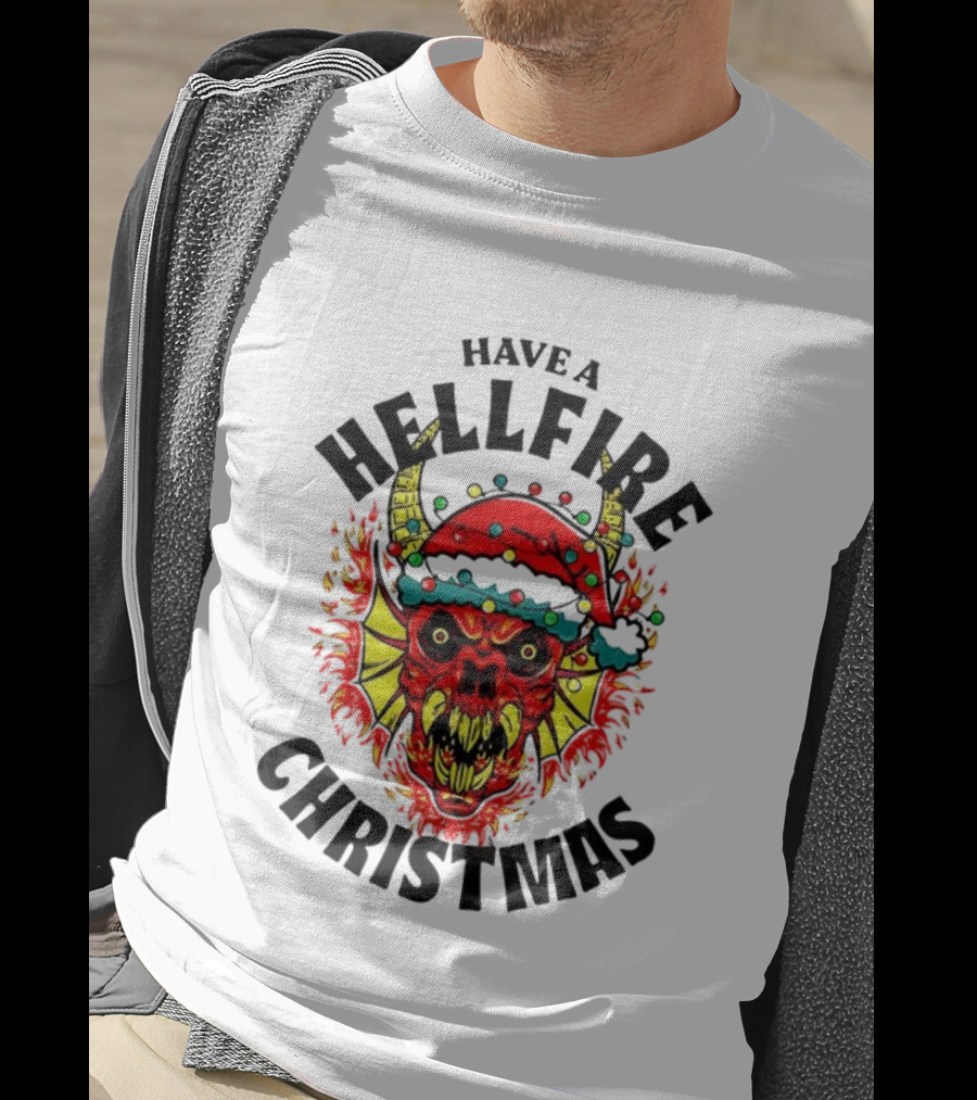 Have A Hellfire Christmas Demon With Santa Hat Stranger Things T-Shirt