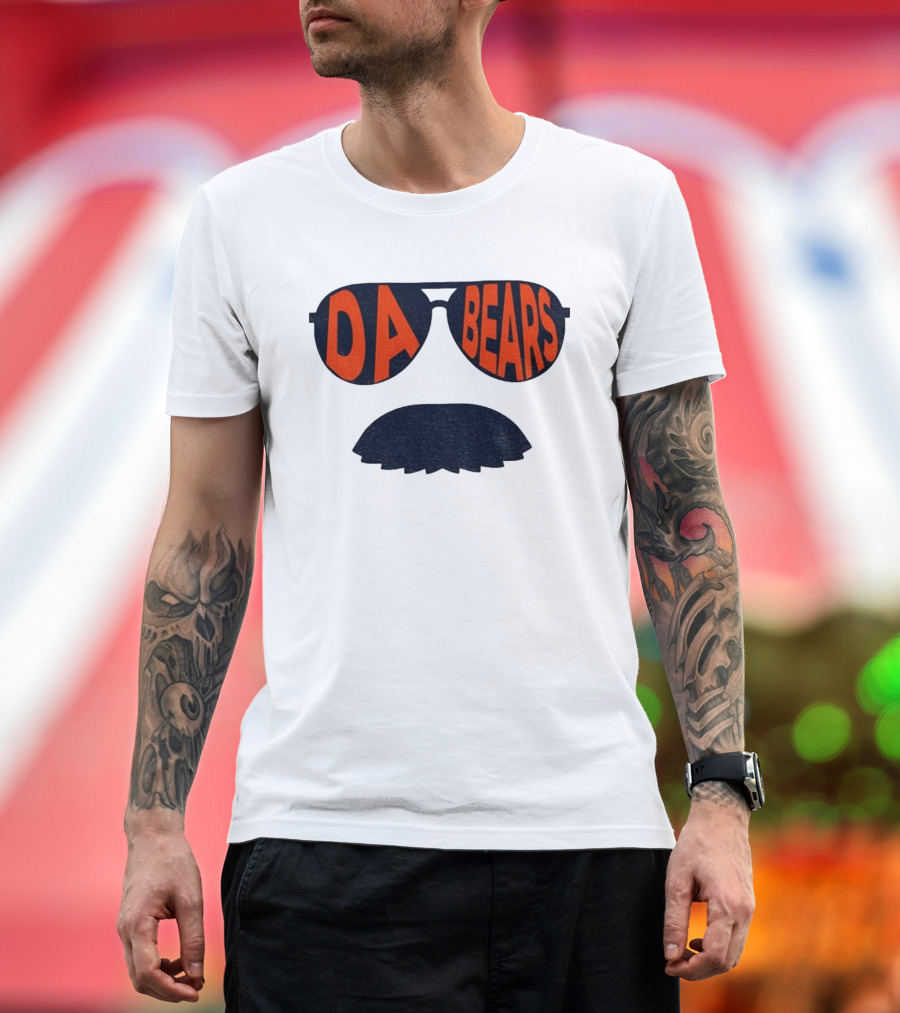 Sunglasses Mustache Da Bears Chicago Bears NFL Football Game Day T-Shirt