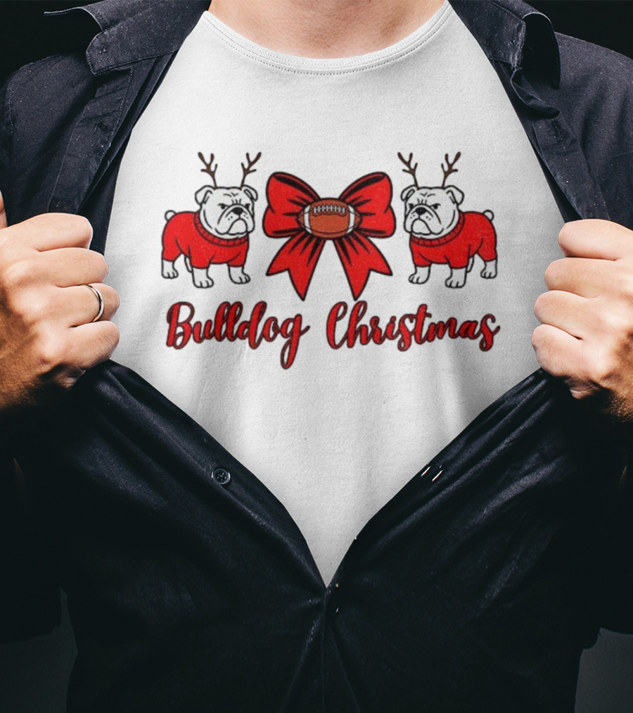 UGA Bulldogs Christmas Bow Football Bulldogs T-Shirt