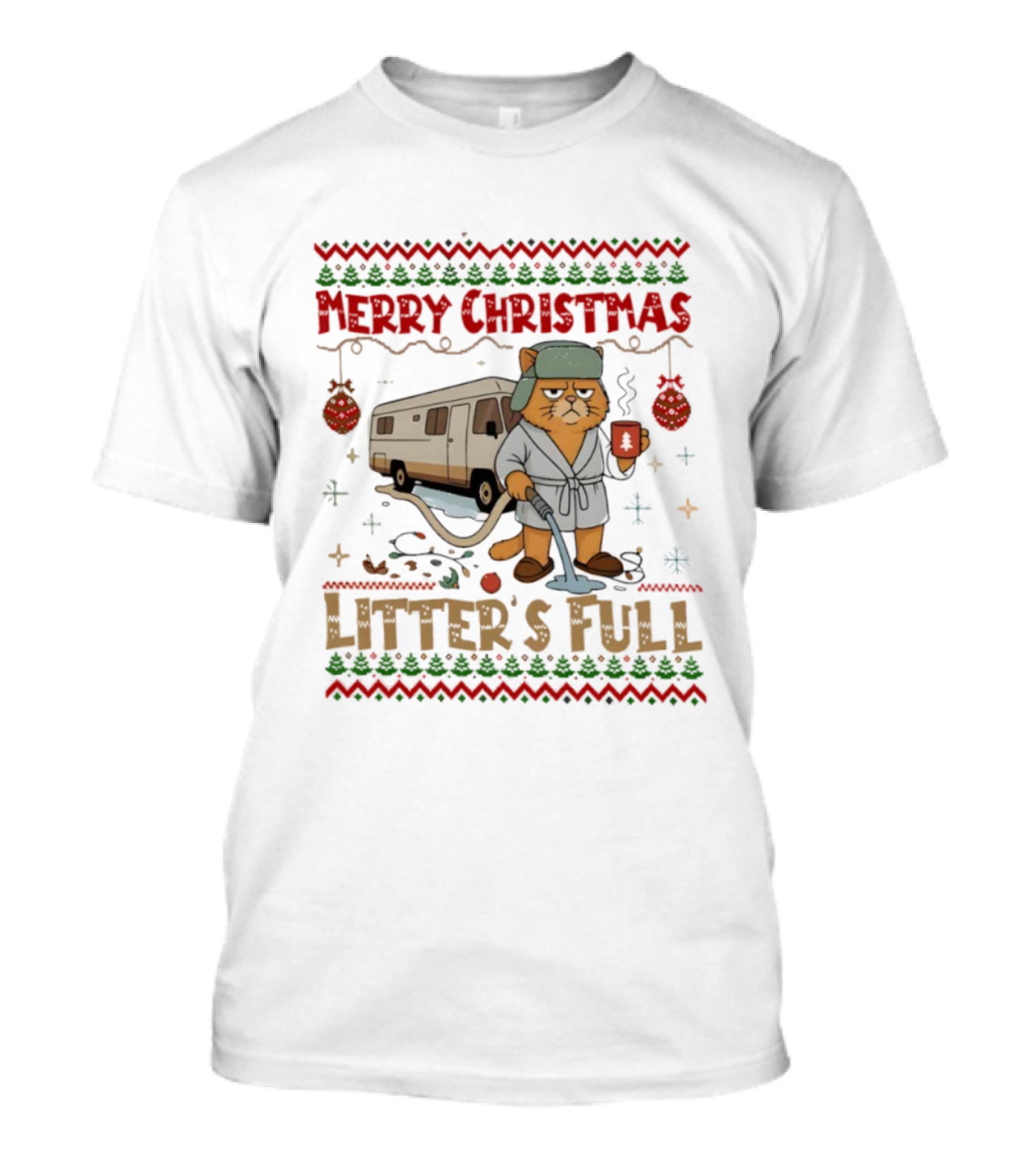 Merry Christmas Vintage Litter’s Full Cat Holiday Humor T-Shirt