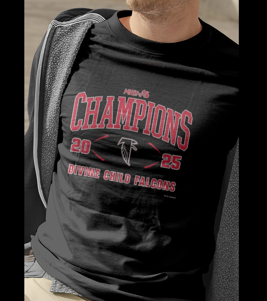 MHSAA Champions 2025 Divine Child Falcons Football Division 4 T-Shirt