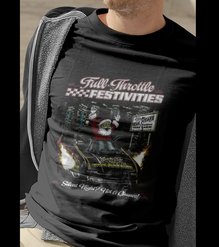 Full Throttle Festivities Santa Sleigh Christmas Celebration T-Shirt