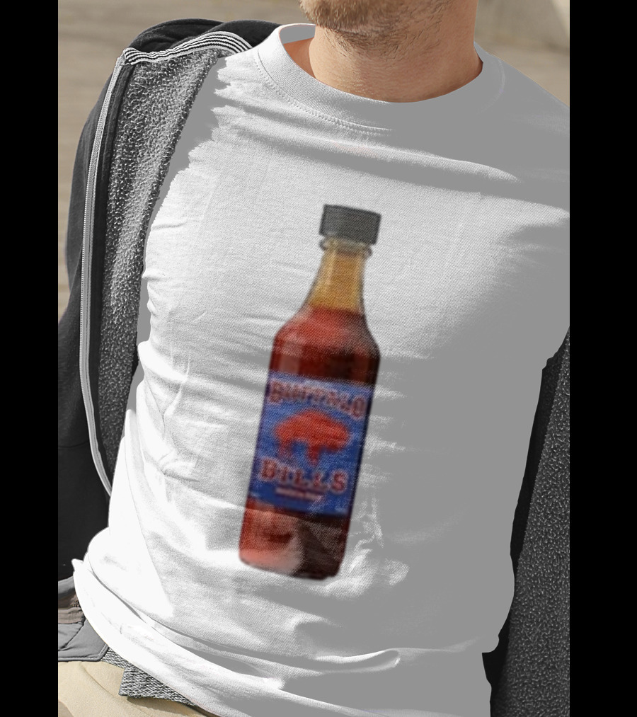 Buffalo Bills Wing Sauce Hot Bottle Blue Red Buffalo Icon T-Shirt