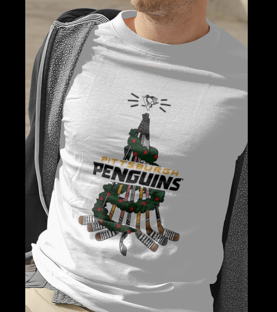 Pittsburgh Penguins Stickmas Holiday Christmas Tree NHL Hockey Team Christmas T-Shirt