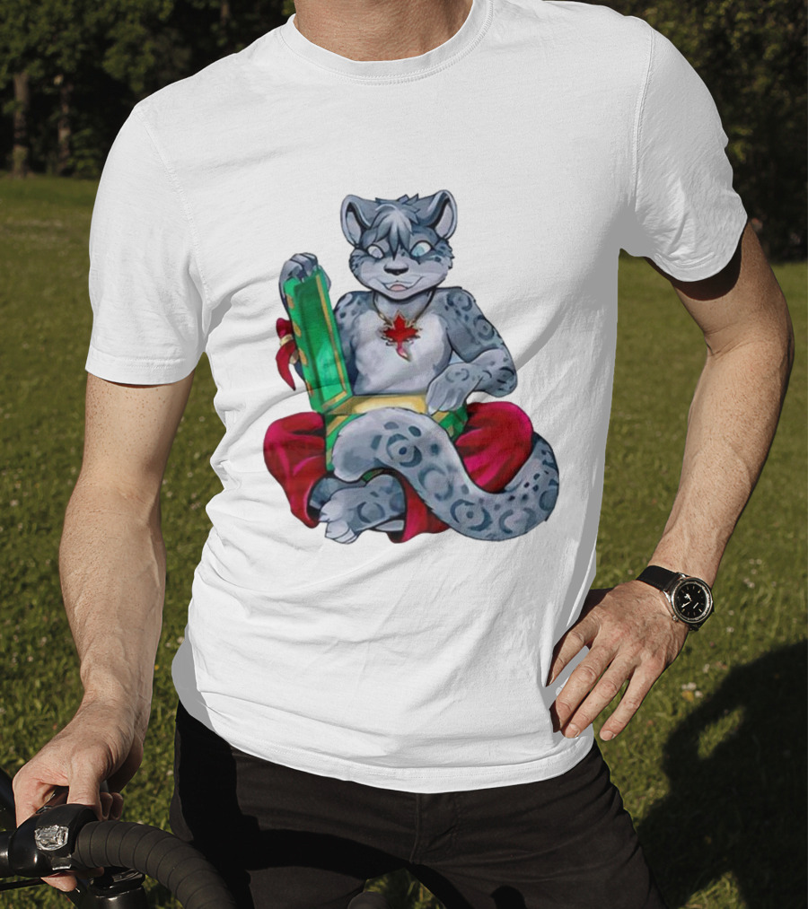 Canadian Christmas Furry Snow Leopard Holiday Fun T-Shirt