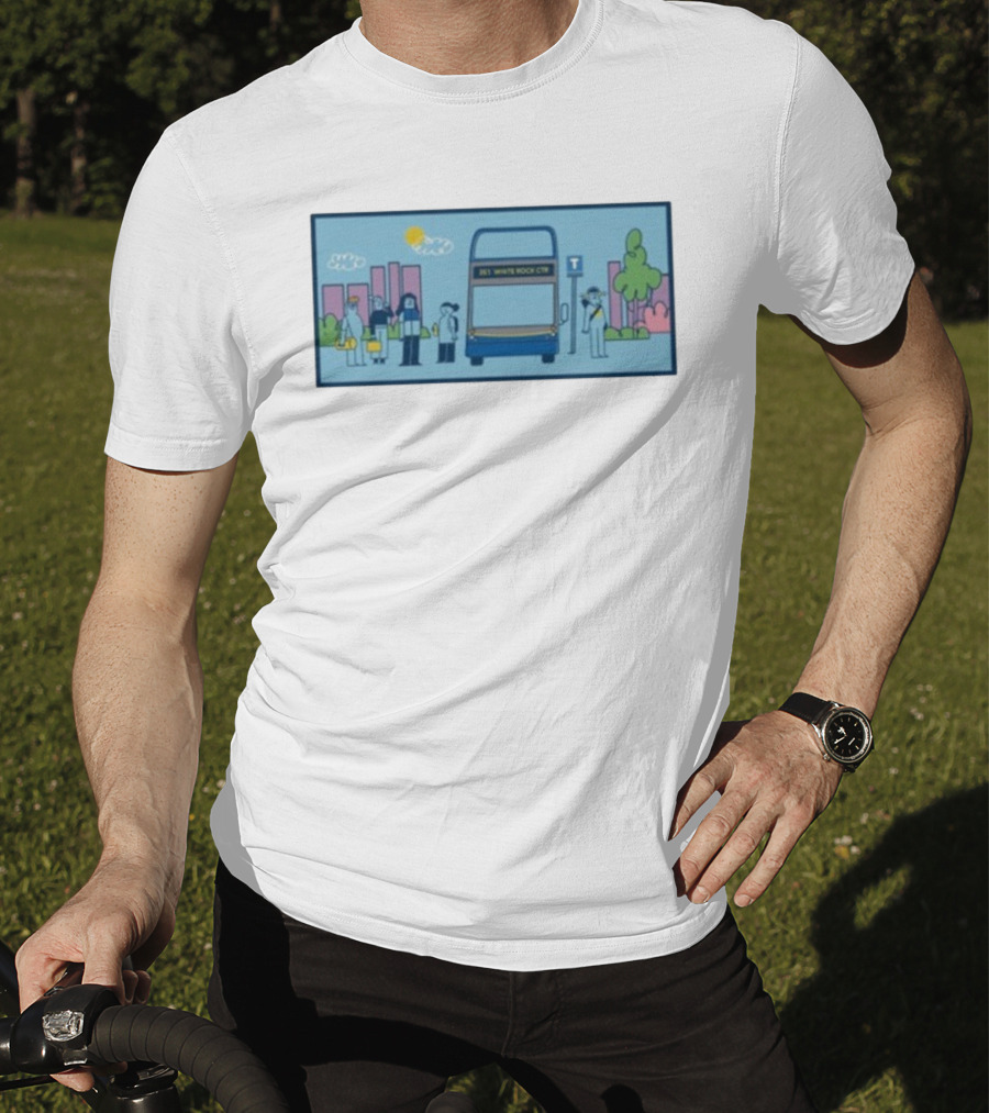 Translink Bus 351 White Rock Ctr Cityscape With Commuters T-Shirt