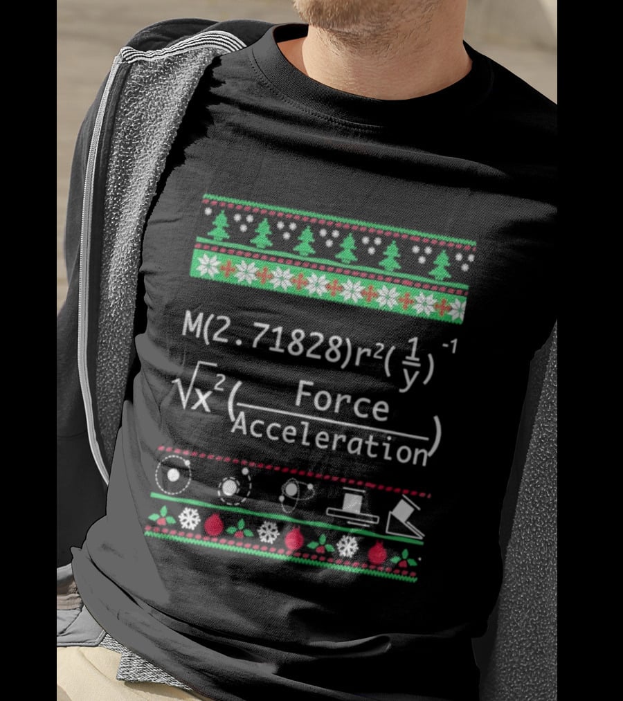 Math Physics Formula Equation Christmas Trees Snowflakes Flowers T-Shirt