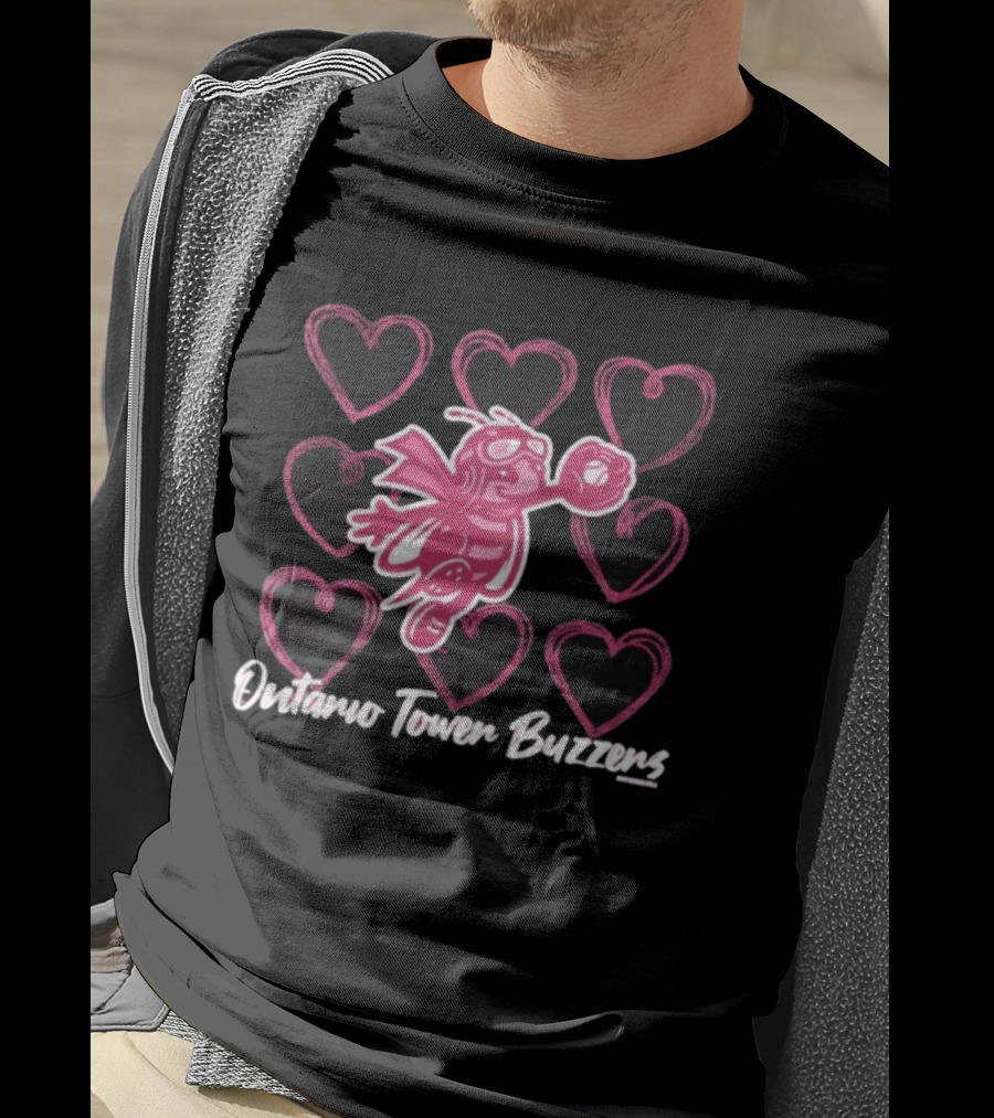 Ontario Tower Buzzers Pink Bee Heart Pattern T-Shirt