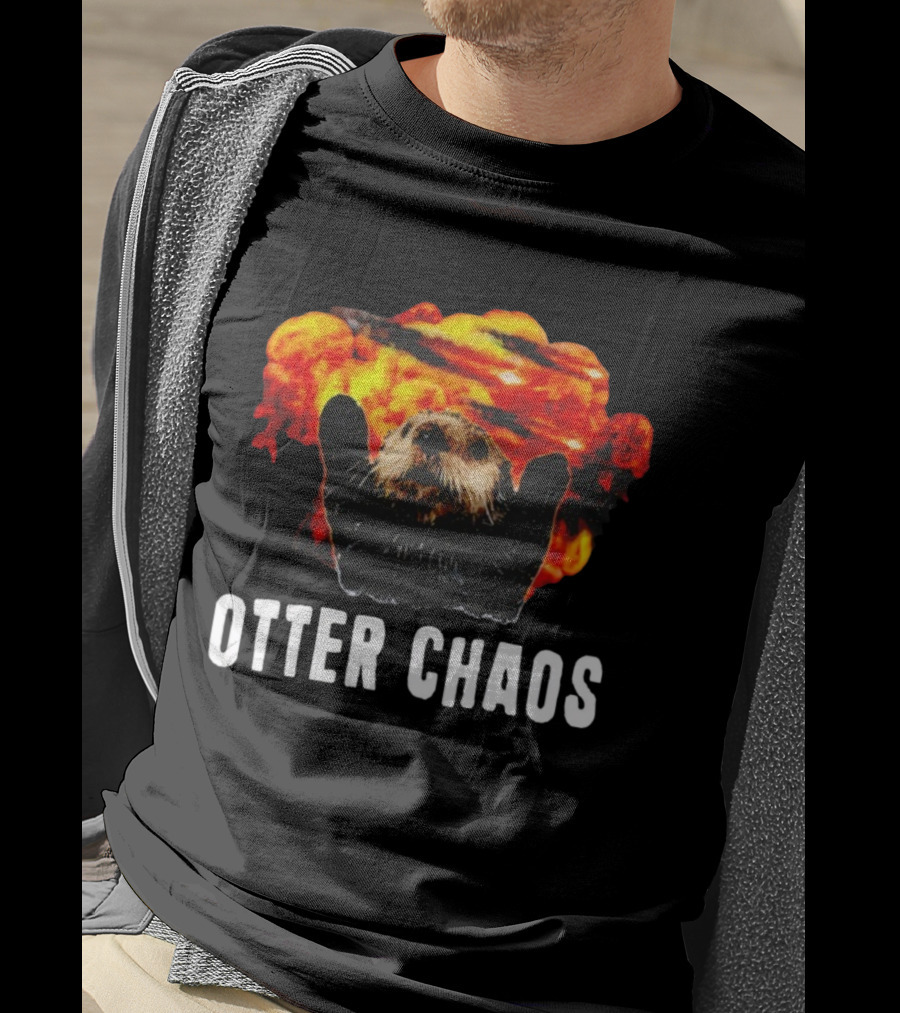 OTTER CHAOS Explosion With Fiery Burst T-Shirt