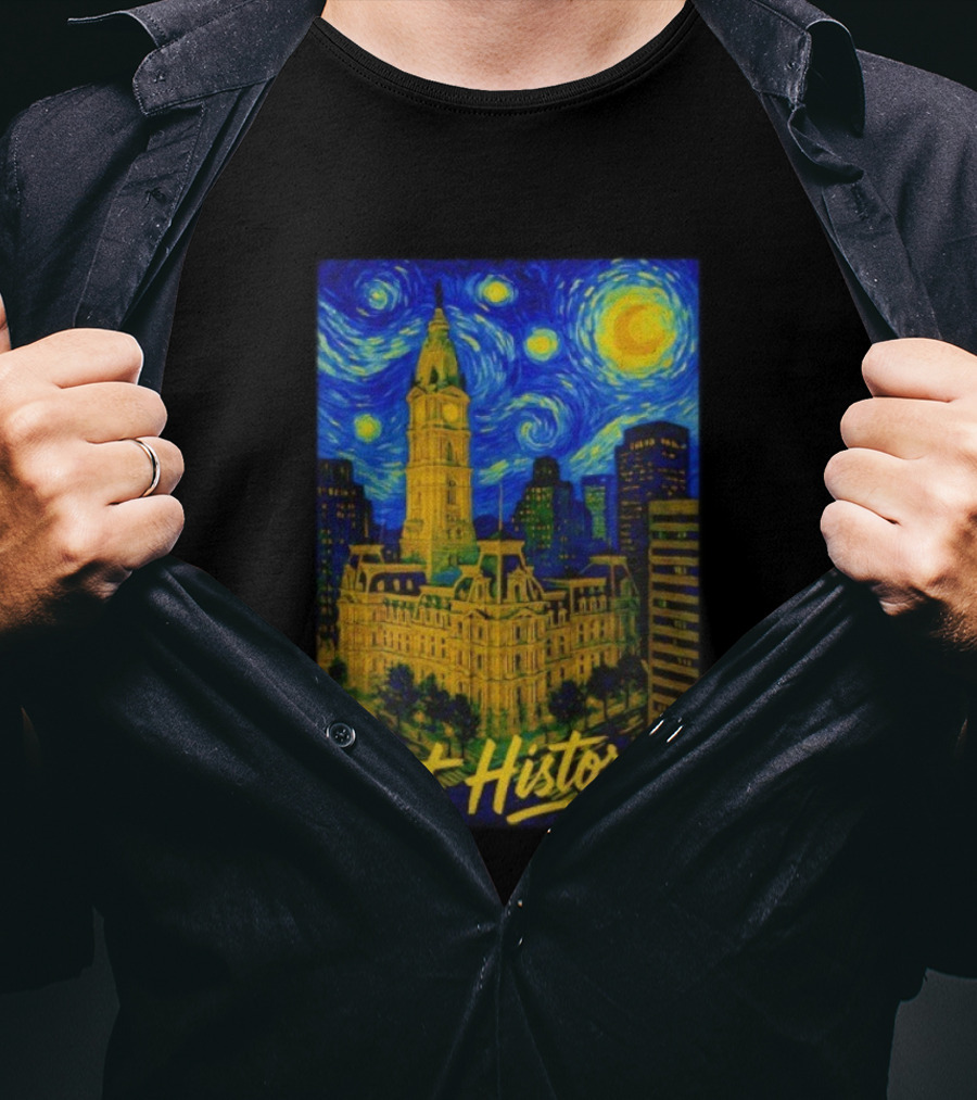 Art History Starry Van Gogh City Hall Night Scene T-Shirt