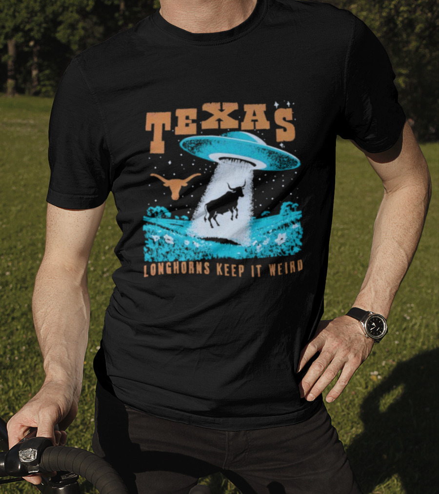 Texas Longhorns Keep It Weird UFO And Cactus Scene T-Shirt