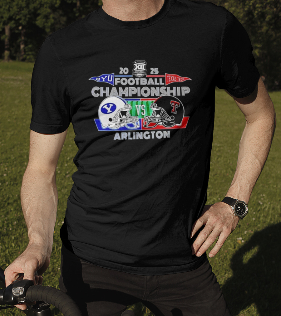 BYU Cougars Vs Texas Tech Red Raiders 2025 Football Championship Arlington Helmets Clash T-Shirt