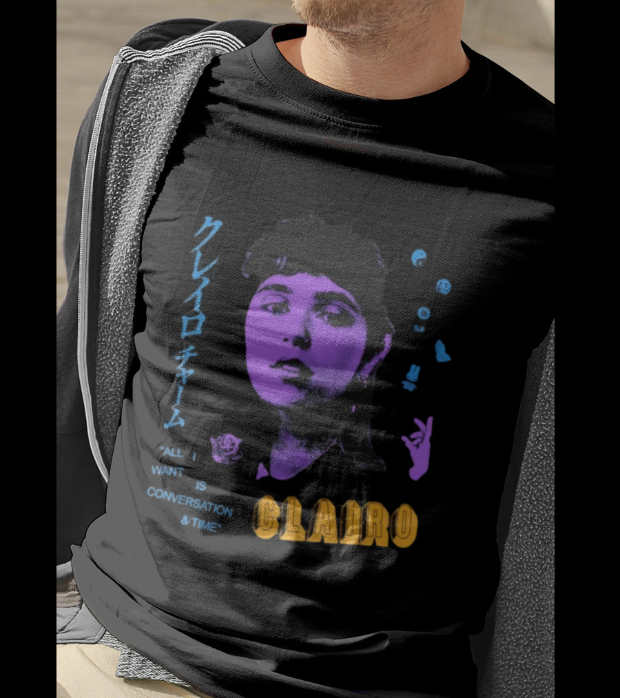 Clairo All I Want Is Conversation And Time Retro Style Portrait With Roses T-Shirt