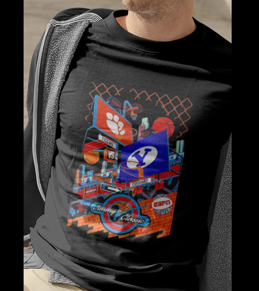 Clemson Vs BYU Tigers Cougars Jimmy V Classic December 9 ESPN T-Shirt