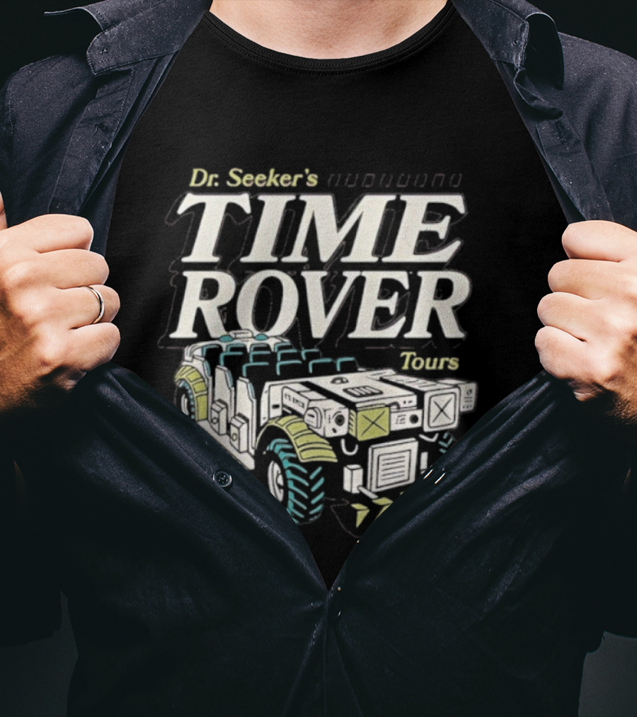 Dr. Seeker's Time Rover Tours Expedition Dinosaur Ride Adventure T-Shirt