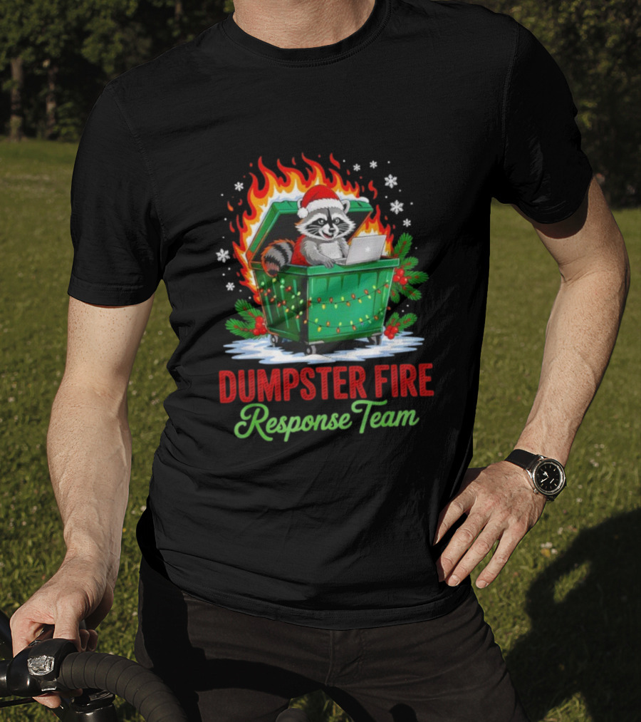 Dumpster Fire Response Team Raccoon Christmas Leader T-Shirt