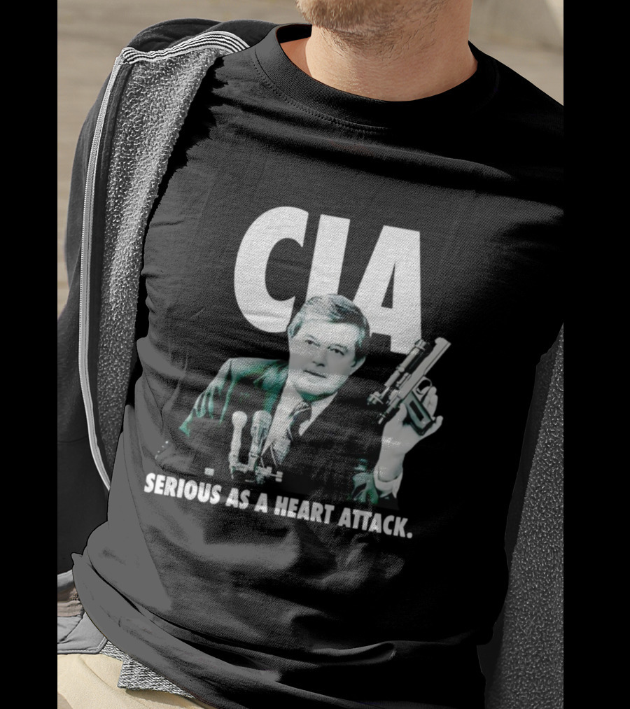CIA Serious As A Heart Attack Gun Microphone T-Shirt