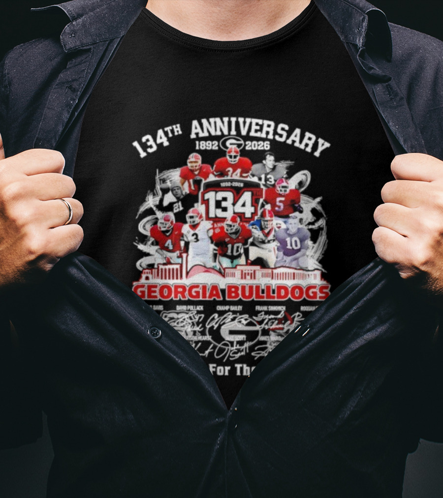 Georgia Bulldogs 134th Anniversary All Players Signatures Thank You For The Memories T-Shirt