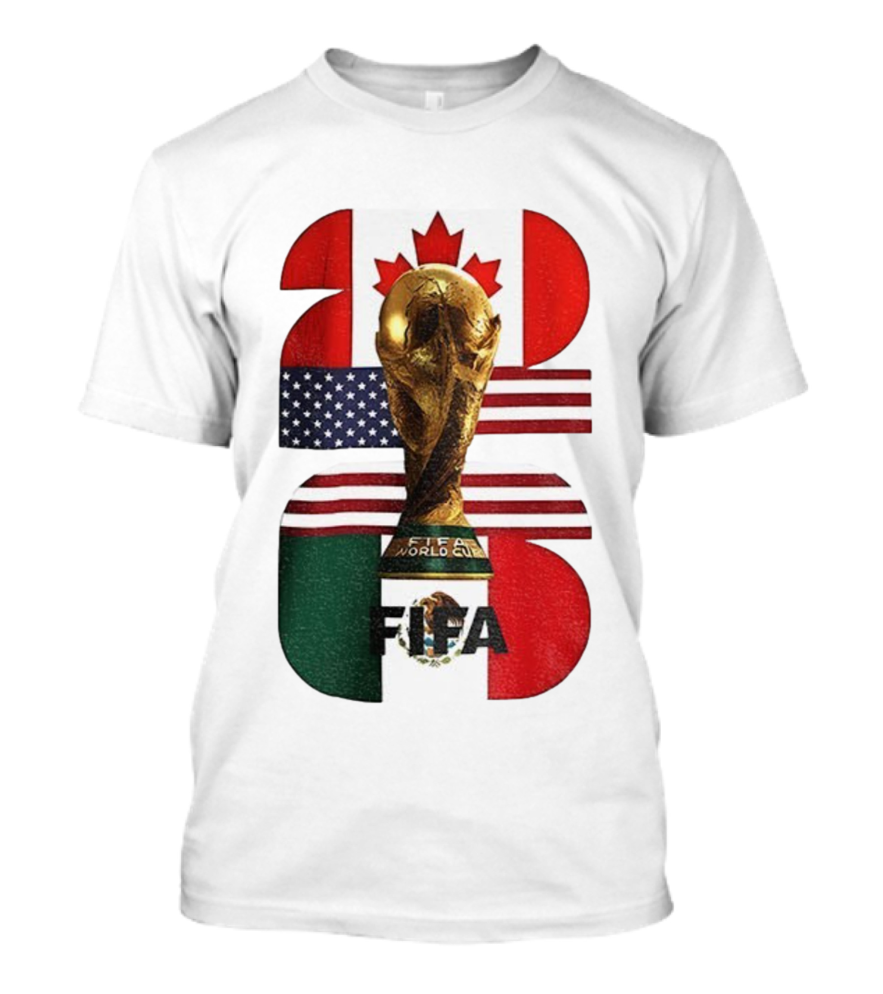 FIFA World Cup 2026 Canada USA Mexico Trophy Flags T-Shirt