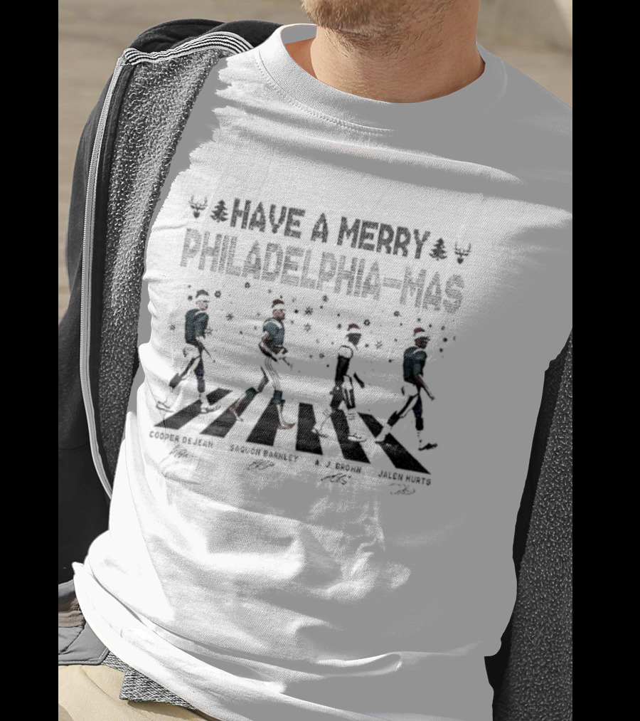 Have A Merry Philadelphia Eagles Mas Christmas Abbey Road Baseball Players Snowflakes T-Shirt