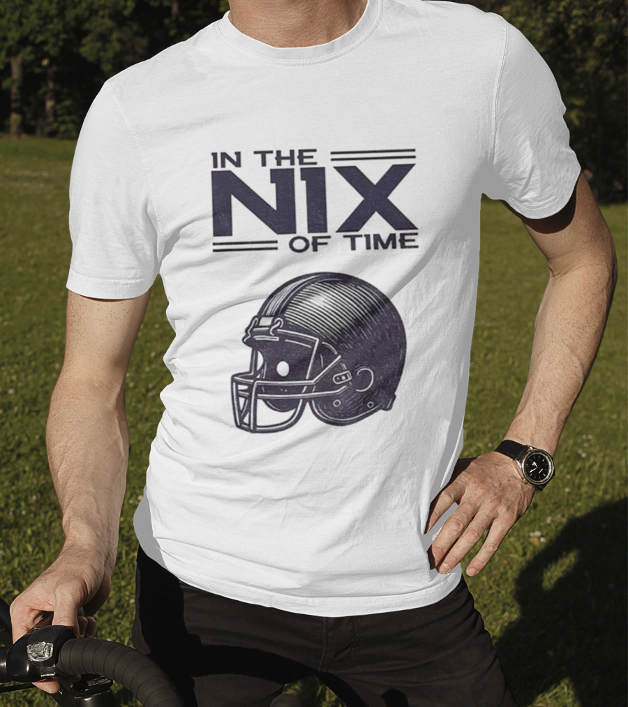 In The Nix Of Time Bo Nix Denver Broncos Football Helmet T-Shirt